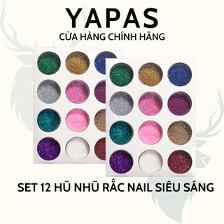 Set 12 màu nhũ rắc móng , nhũ rắc nail siêu sáng
