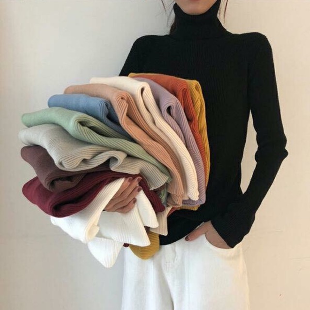 Áo len tăm cổ lọ trơn basic