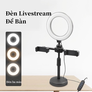 Đèn Livestream Để Bàn 2 kẹp,Đèn livestream 16cm kẹp 2 điện thoại có đèn hỗ trợ quay  videom livestream trên TikTok.