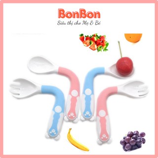 Thìa dĩa ăn dặm cho bé tập xúc bẻ cong mọi hướng