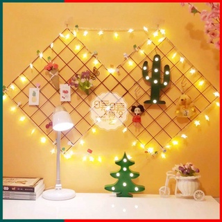 Combo khung lưới treo ảnh trang trí kèm đèn led kẹp ảnh, Khung lưới decor kèm dinh treo