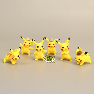 Mô hình Pikachu - Trọn bộ 6 mô hình Pikachu thám tử cực dễ thương - Cao khoảng 3.5 ~ 5cm