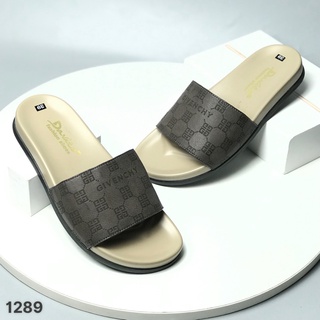 Dép lê nam DAVITO ❤️FREESHIP❤️ Dép lê da bò quai bản ngang in vân GlVENCHY DVM1289