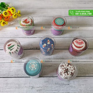 Hộp 150 cup giấy mềm 6cm chủ đề Giáng sinh