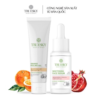 Bộ làm sạch và dưỡng trắng da mặt Truesky gồm 1 serum dưỡng trắng 20ml + 1 tẩy tế bào chết cam 50g