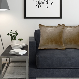 HomeBase HLS Gối tựa lưng trang trí êm mềm mại có thể giặt máy cả vỏ và gối, vỏ Polyester giả da Thái Lan 45x45cm Vàng