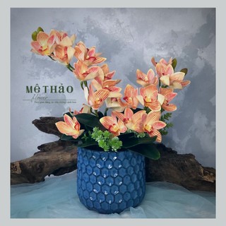 Bình Hoa Giả Cao Cấp Mix Lan Và Sen Đá Dùng Làm Quà Tặng, Trang Trí Nội Thất, Decor Shop, Quán Cafe