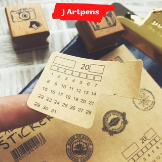 Combo 2 Tờ Sticker Dán Ngày Tháng FREESHIP Phong Cách Vintage Đơn Giản, Ghi Chú Giấy Kraft