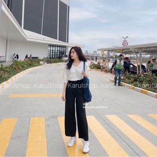 Quần denim ống rộng màu trơn phong cách Hàn Quốc cho nữ