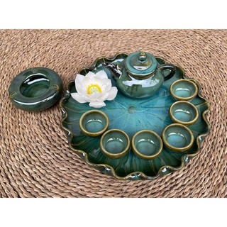 BỘ ẤM CHÉN HOA SEN BÁT TRÀNG