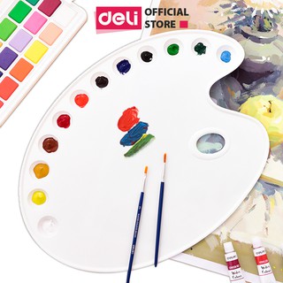 [Mã LIFEDL44 giảm 50K đơn 99K] Khay pha màu 3 / 12 ngăn Deli - có lỗ cầm tay - 1 khay - 68301 / 68300