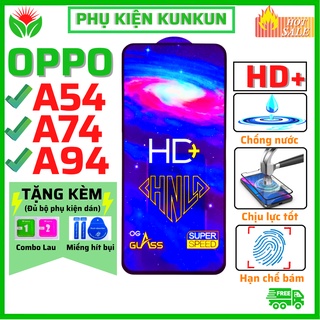 [Loại mới] Kính cường lực Oppo A54/ A74/ A94 - Phủ Nano cao cấp - Full màn hình - Độ cứng 11H - Độ sáng HD+