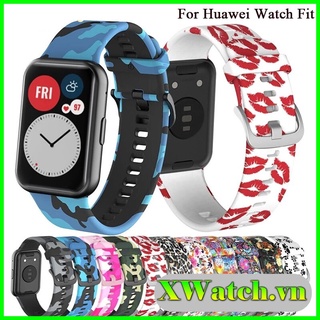 Dây Đeo Silicon Họa Tiết Rằn Ri Thay Thế Cho Đồng Hồ Thông Minh Huawei Watch Fit