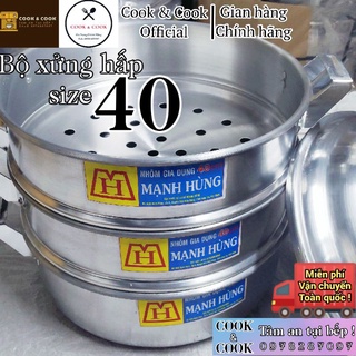 [3.3 Sale] Bộ xửng hấp bánh bao, hấp xôi size 40 cm nhôm Mạnh Hùng 2, 3 tầng hấp xôi, hấp bánh bao, hấp hải sản...