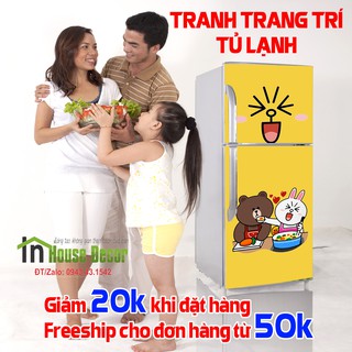 Decal Dán Tủ Lạnh Chống Thấm Nước - Phù Hợp Mọi Loại Tủ - Gấu Brown - Ms 102