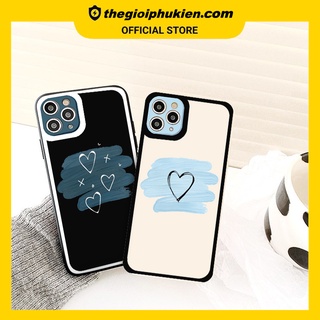 Ốp iphone - Ốp lưng iphone cạnh vuông viền camera Hình vẽ trái tim dành cho ip 6 đến 14promax - ng136