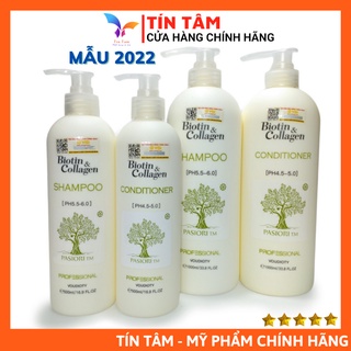 [Mẫu Mới] Cặp Dầu Gội Xả Biotin Collagen Trắng, Giảm Rụng Tóc, Mọc Tóc, Phục Hồi Hư Tổn