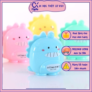 [Hàng mới về] Gọt bút chì 2 lỗ hình chú khủng long béo dễ thương, gọt bút chì gỗ Cá store kích thước 4.5x5x3cm