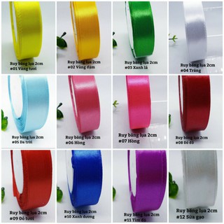 Ruy băng lụa 2cm ( cuộn 22m) Bảng màu 1/3