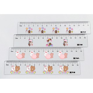 thước gấu brown thỏ cony vịt sally TN3 thước nhựa trong cứng in hình