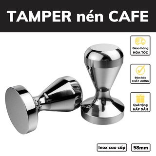 Tamper nén cà phê 58mm cho máy pha cafe Espresso inox cao cấp bền bỉ chắc chắn kích thước  51 - 53 - 58mm