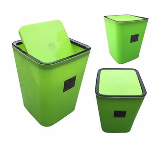 [HOT] Thùng rác gia đình nhựa bóng cao cấp nắp bập bênh bằng Xanh Lá TI780