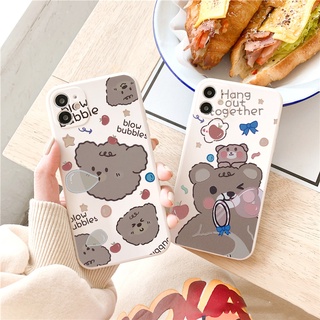 Ốp lưng iphone Gấu thổi bóng cạnh vuông iphone 6splus/7/7plus/8/8plus/x/xr/xs/11/12/pro/max/plus/13promax e214