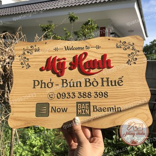 Bảng treo quán ăn khắc theo yêu cầu_ chất liệu gỗ khắc laze theo yêu cầu