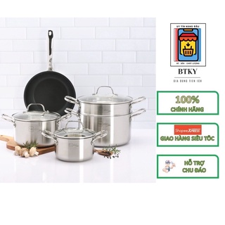 Bộ 5 Món Nồi Xửng Và Chảo Chống Dính Inox 304 Fivestar Plus Thân Đúc Đáy Liền