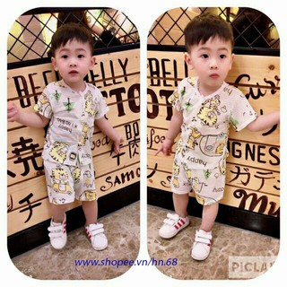 Bộ cộc tay cotton tre khuy giữa cho bé trai và bé gái (HN 435)