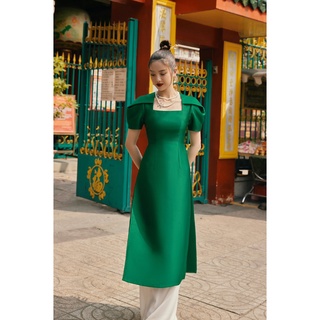 Áo dài Lan Linh xanh lá cây HUONG BOUTIQUE HBAD34