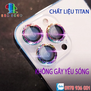 Dán bảo vệ cam 7 SẮC-3D cho iPhone 11 Pro Max, 12 Pro Max, 12 Mini, 13 Pro Max- Chất liệu Titan không gây yếu sóng