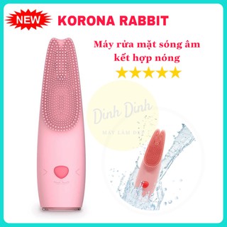 [Tặng bông tẩy trang 35k] Máy rửa mặt sóng âm kết hợp nóng Korona Rabbit sạch mụn, se lỗ chân lông, săn chắc da, điện di