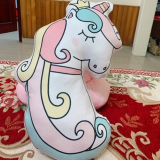 Gấu bông ôm unicorn họa tiết sừng Gối kê cổ unicon sừng Gấu bông sừng unicorn