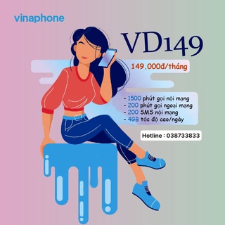 SIM VD149 12T- 2160GB ( Miễn Phí Data ) và Gọi Miễn Phí và nhắn tin Miễn Phí -Sản Phẩm Sử Dụng Bảo Hành 12 Tháng