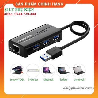 [Mã 154ELSALE2 giảm 7% đơn 300K] Hub USB 3.0 3 cổng + Lan 10/100/1000 UGREEN 20265 dailyphukien