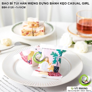 BAO BÌ TÚI HÀN MIỆNG 7x10CM ĐỰNG BÁNH KẸO LỄ TẾT IN HÌNH CÔ GÁI CASUAL LÀM QUÀ TẶNG CÁC DỊP XUÂN NĂM MỚI BBK-0128