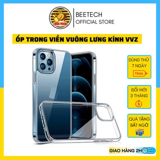 Ốp iP Silicon trong viền vuông lưng kính chống ố cao cấp VVZ cho các đời ip - Beetech