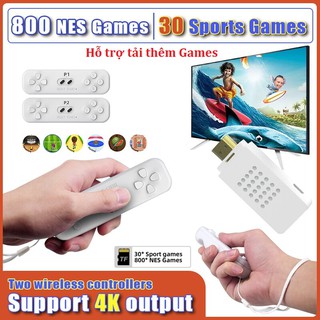 Máy chơi game stick 4 nút HDMI Không dây kết nối tivi tích hợp 800 game cổ điển, 30 Games thể thao chạy bộ,cắt hoa quả