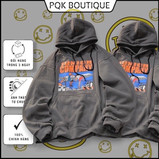 [ sẵn ] Áo Hoodie Forrm Rộng Xám Đen COMPANY Ulzzang [ nam nữ mặc được ]