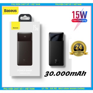 Pin sạc dự phòng 30000mAh 15W Màn hình LED Baseus Bipow Digital Display Power BanK  2 Cổng sạc nhanh , bảo hành 24 tháng