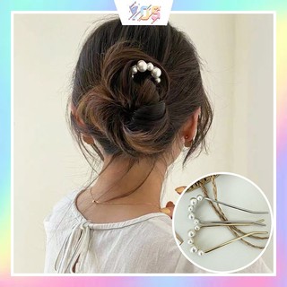 [Mã SKAMCLU8 giảm 10% cho đơn từ 100K] Trâm cài tóc Hàn Quốc kim loại đính hạt châu xinh xắn cho nữ