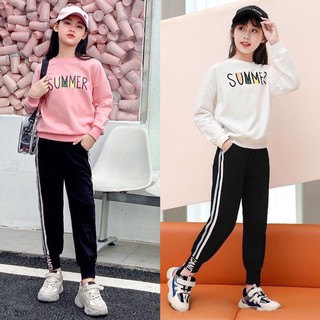 Bộ quần áo nỉ thu đông "SUMMER" 14-45kg cho bé gái 4-14 tuổi. Xinh xắn, đáng yêu. Vải dày dặn, dễ thương