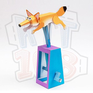 Mô hình giấy động vật Fox chuyển động