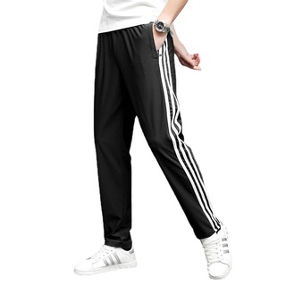 Quần thể thao nam nữ unisex 3 Sọc Quần nam nữ Thu Đông chất dày co giãn ống suông mặc nhà mặc thể dục P