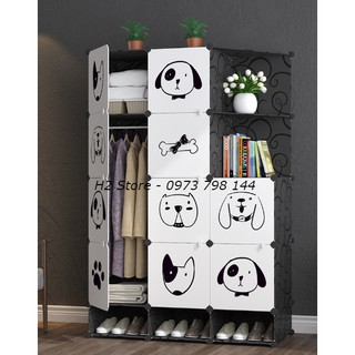 [MẪU ĐỘC] TỔNG KHO TỦ NHỰA LẮP GHÉP  12 Ô CÓ Ô GIÀY CỬA CÚN KUTE ĐỂ ĐỒ ĐA NĂNG CHO BÉ THÔNG MINH sâu 47cm
