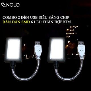Combo 2 Đèn USB Model D6MD Chip Led Bán Dẫn SMD 6 Led Thân Đèn Hợp Kim Uốn Dẻo