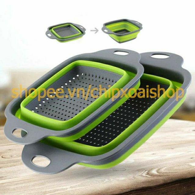 Rổ Vuông Silicon Gấp Gọn Rổ Tròn Gấp Gọn Chậu Tròn gấp gọn