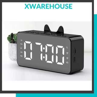 Loa bluetooth để bàn Q9 kiêm đồng hồ báo thức - có giá đỡ điện thoại - thiết kế thời trang