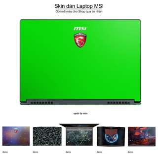 Skin dán Laptop MSI màu xanh lá mịn (inbox mã máy cho Shop)
